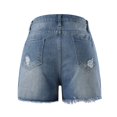 thumbnail image 7 of Sngxgn Women Casual High Waisted Denim Shorts Frayed Raw Hem Ripped Jeans Shorts(Blue,XL), 7 of 7