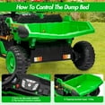 thumbnail image 6 of Lumiparty 24V 2-Seater Ride-On Dump Truck for Kids, Remote Control Construction Toy with Electric Dump Bed, Extra Shovel, 2WD/4WD, Music Player & Speeds Up to 4.35 MPH, Green, 6 of 8