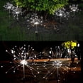thumbnail image 4 of Lámpara solar de fuegos artificiales de 90LED para exteriores, 2 uds., lámpara de césped con punta para decoración de patio (luz blanca), 4 of 8