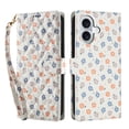 thumbnail image 2 of Wallet Case for iPhone 16 Plus , PU Leather Phone Cover Kickstand RFID Blocking Flip Case Card Slots Wrist Strap Relief Engraved Pattern Magnetic With Stylus Pen, Colorful Flower, 2 of 10