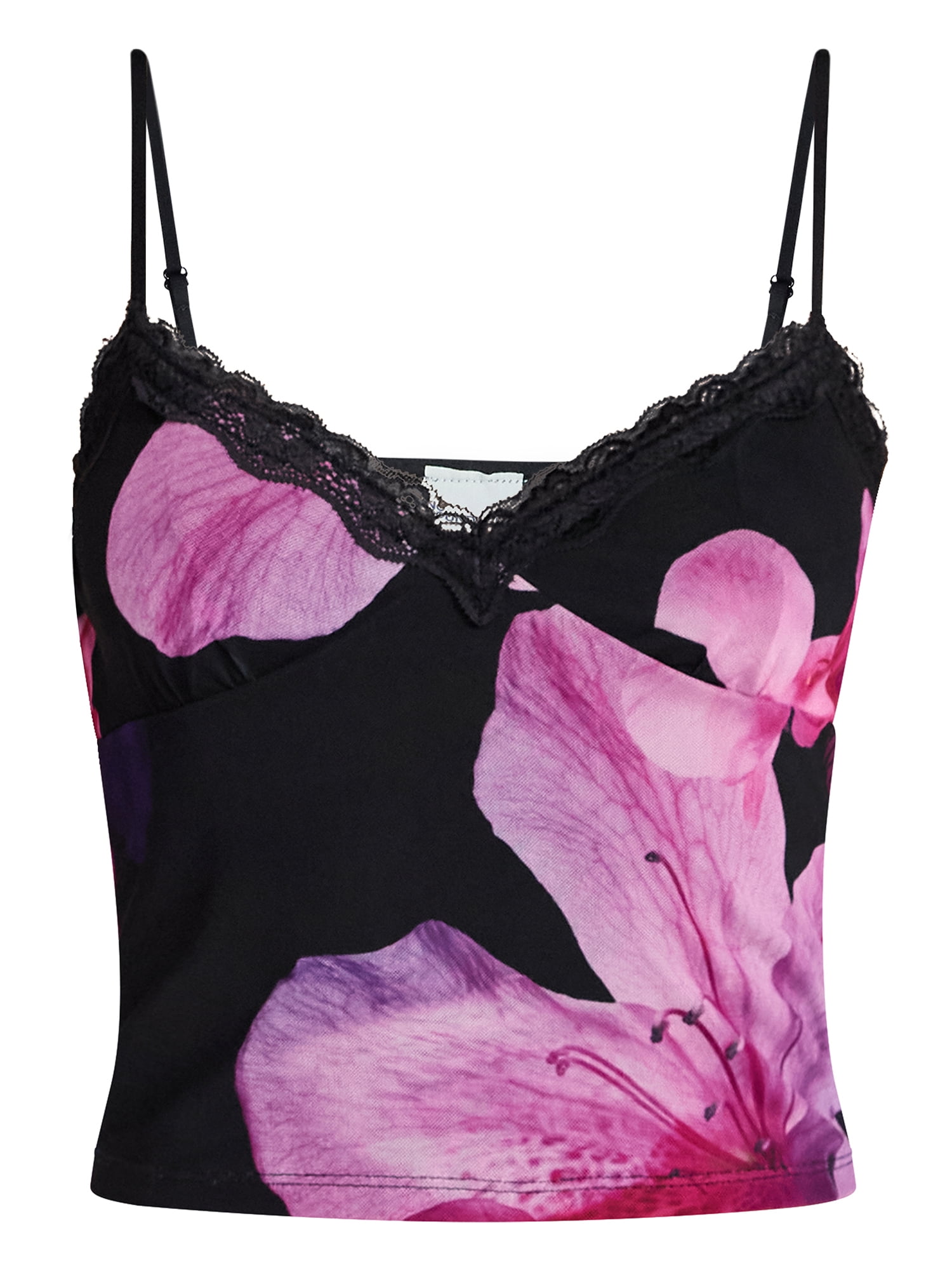 No Boundaries Mesh Camisole with Lace Trim, Women's XXS-XXL