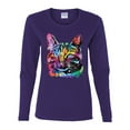 thumbnail image 3 of Cute Cat | Dean Russo Art Animal Lover Womens Long Sleeve T-Shirt, Purple, XX-Large, 3 of 6