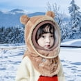 thumbnail image 6 of segolike Face Hat Windproof Animal Ears Hat Balaclava Removable Hooded Hat Face Cover for Camping Children Skiing Bear Ears Khaki, 6 of 8