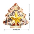thumbnail image 2 of Elegant Metal Hanging Christmas Tree Wind Spinner - Intricate Red & Gold Patterns Golden Star Top Perfect for Yard & Garden Decor, 2 of 7