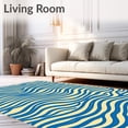 thumbnail image 2 of ODIKA 8'x10' Machine Washable Non-Slip Area Rug, Minimalist Wave Motif Decorative Accent High Traffic Rug, Blue, 599027, 2 of 7