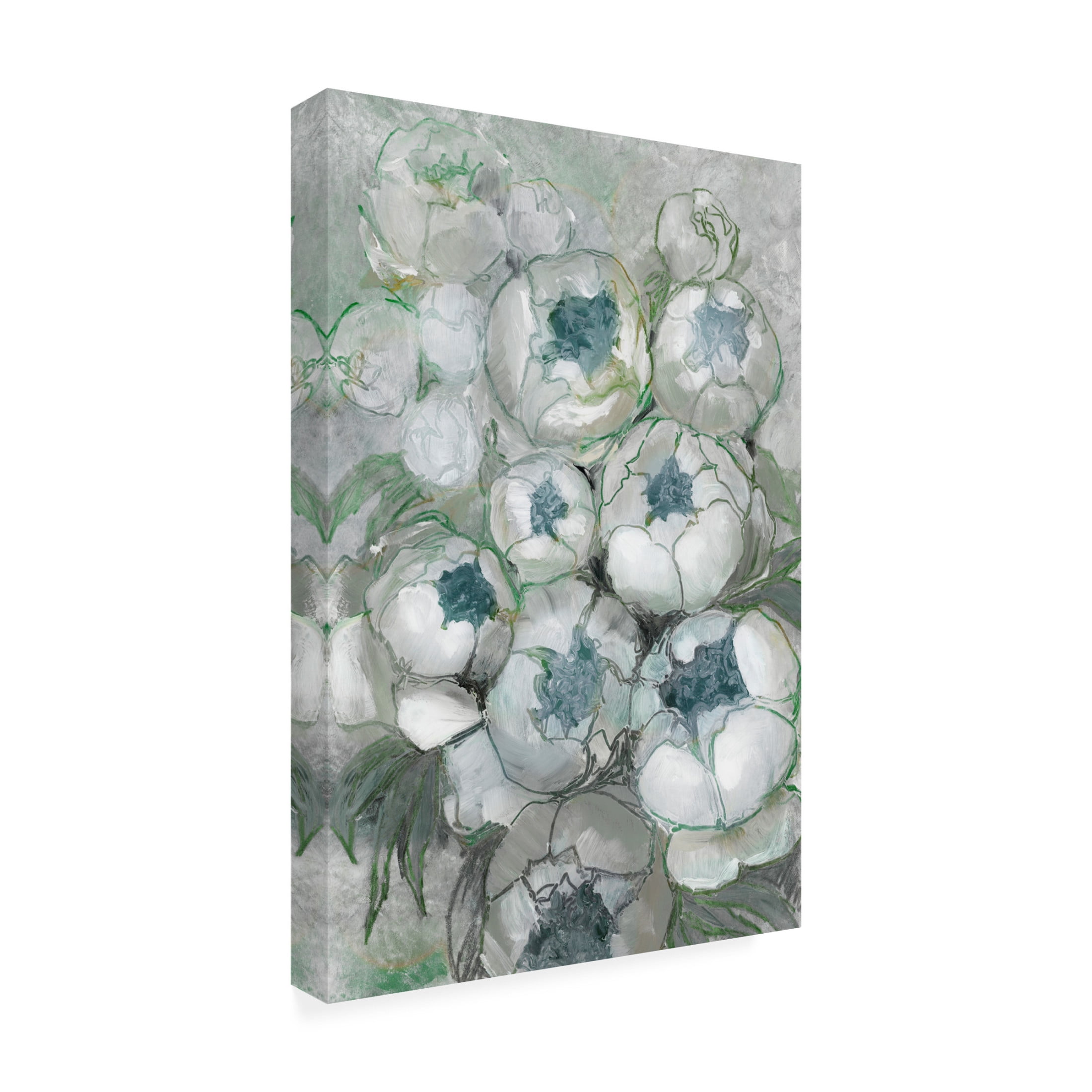 Trademark Fine Art Rosana Laiz Blursbyai Nuria bouquet of peonies in teal and green Canvas Wall Art