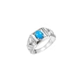 thumbnail image 2 of RYLOS Men's Rings Sterling Silver Rings Designer Weave Band 7X5MM Oval Gemstone &  Diamond Ring Tourquoise December Birthstone Rings For Men Size 9, 2 of 6