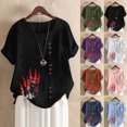 thumbnail image 5 of qucoqpe Womens Tops Spring Summer Fashion Floral Printed Crew Neck Short Sleeve Tee Casual Loose Blouse Shirts for Women, 5 of 5