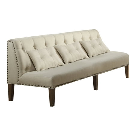 ACME Inverness Banquette Bench, Fabric & Salvage Oak (Table Separately)
