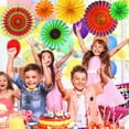 thumbnail image 2 of 6 Pcs Hanging Paper Fans Party Banner Decoration, Colorful Paper Rosette Flowers for Mexican Fiesta, Carnival, Birthday and Baby Shower, 2 of 7
