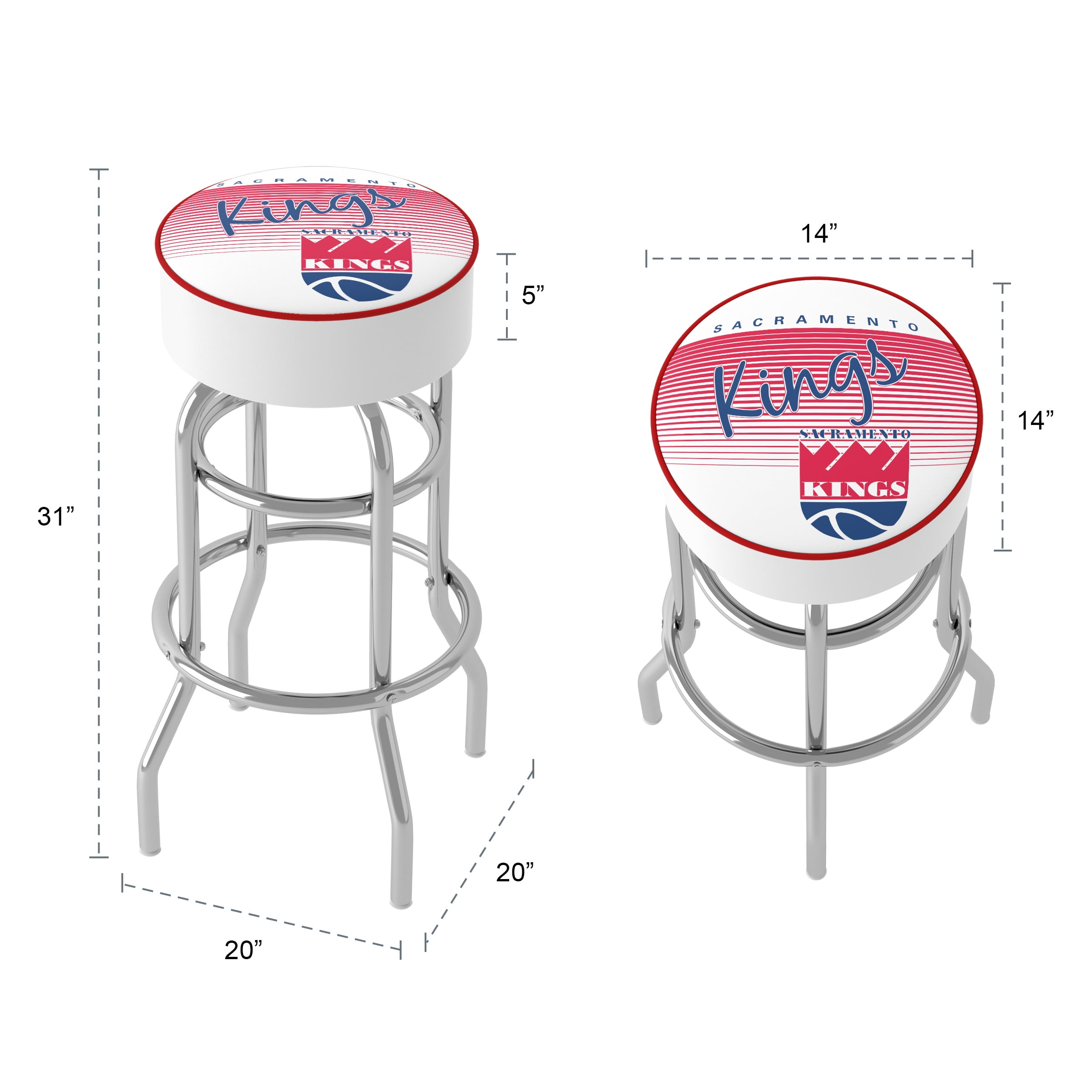 Trademark Gameroom Sacramento Kings Hardwood Classics Bar Stool with Padded Seat