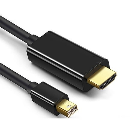 10FT Mini Display Port MDP to HDMI Gold Plated Black Cable Adapter Cord for MacBook/ MacBook Pro/ MacBook Air/ Microsoft Surface