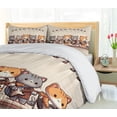 thumbnail image 6 of Ambesonne Cat Duvet Cover Set, Kawaii Kitty Guitarists Band, Calking, Grey Orange and Pale Tan, 6 of 6