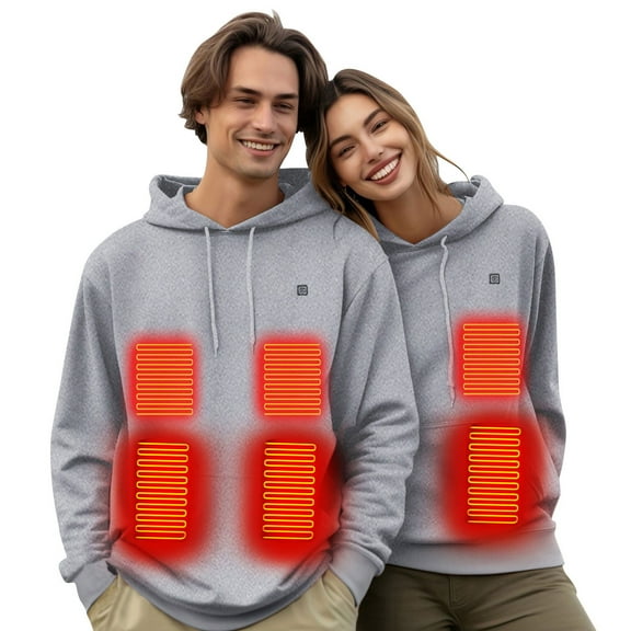 Chiccall Heated Hoodies for Men Women 8 Zones Heating Pullover Hooded Sweatshirt Fleece Lined Winter Thermal Outdoor Insulating Outerwears without Battery