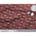 thumbnail image 2 of Soimoi Red Cotton Duck Fabric Deer Animal Print Fabric by the Yard 42 Inch Wide, 2 of 3