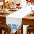 thumbnail image 2 of Hydrangea Spring Table Runner Linen Burlap Table Runner 70 Inches Long Idyllic Flower Floral Bow Plant Leaf Dresser Scarves for Kitchen Island Coffee Dining Party Wedding Holiday Decor 13"x70", 2 of 8