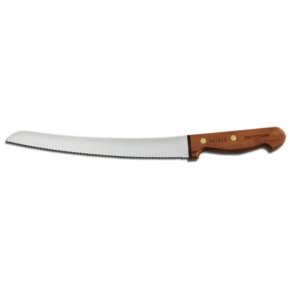 ‌​‍​​Dexter-Russell S47G10-PCP 10" Scalloped Bread Knife, Traditional Rosewood Handle, High Carbon Steel Blade, Made in USA‌‌​‌‌‍​​‌‌​‌‌