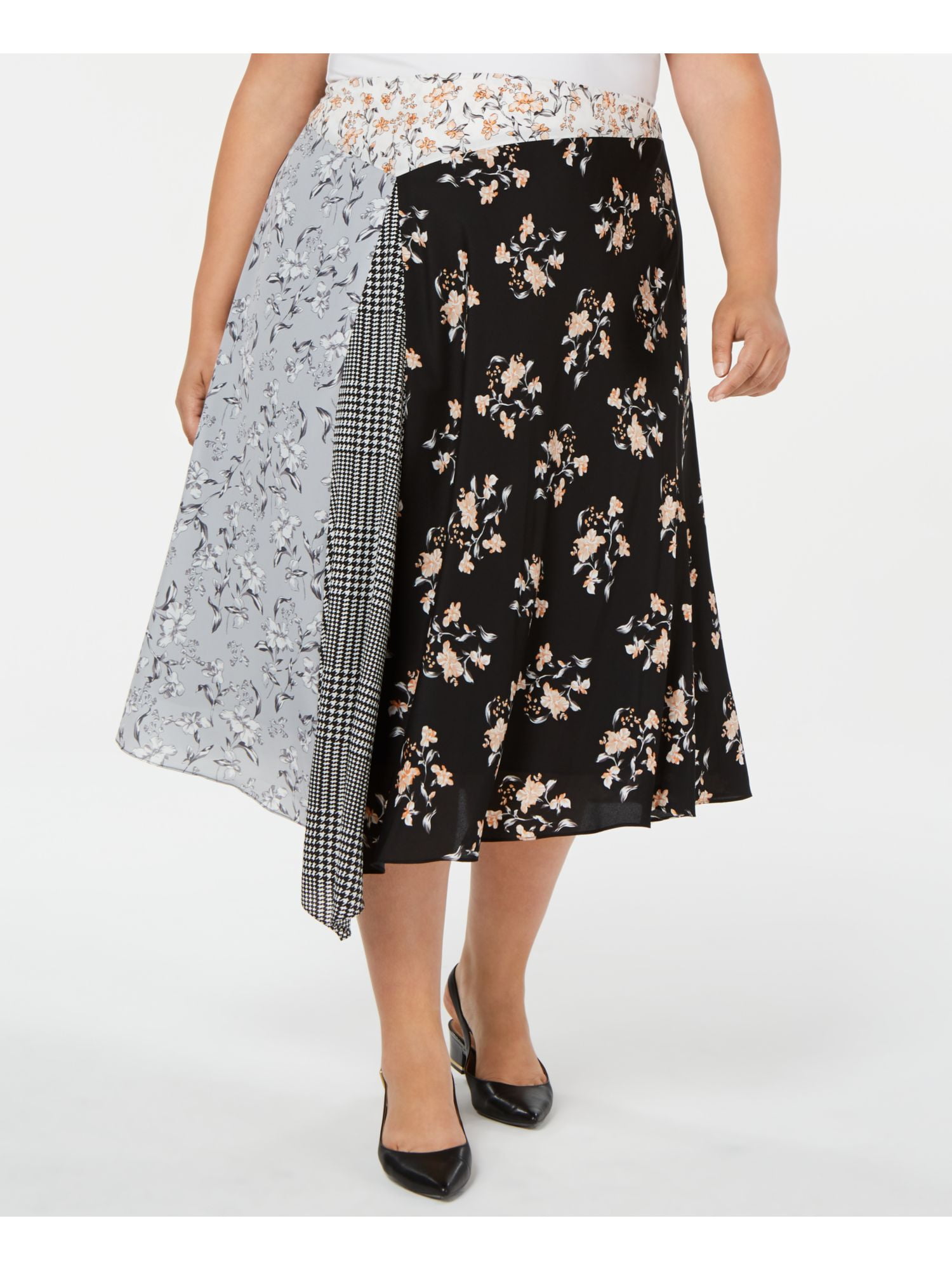 Calvin Klein Womens Plus Asymmetric Printed Midi Skirt Black 18W -  Walmart.com
