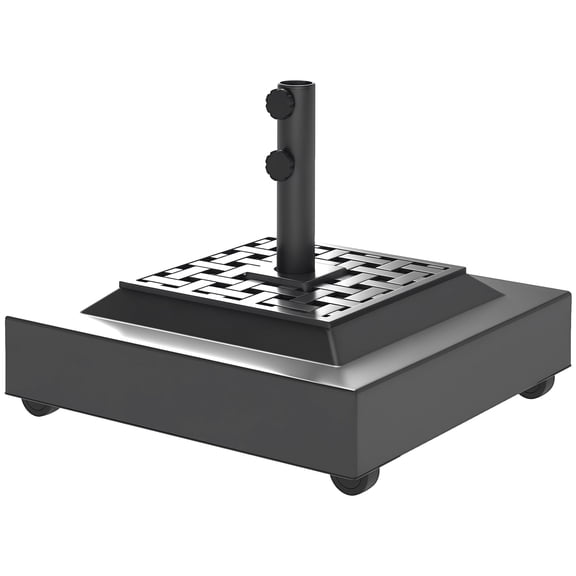 Umbrella Stand Base with Wheels, Heavy Duty HDPE and Metal Fillable Patio Parasol Holder, Black, for Garden and Poolside