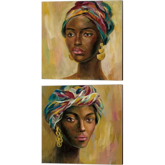 Great Art Now African Face by Silvia Vassileva 2 Piece Canvas Art Set Each 14W x 14H