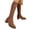 Brown, variant on KEVCHE Women's Chunky Heel Knee High Boots, Plus Size Retro Polka Dot Pointed Toe Casual Design with Breathable Lining, Trendy Boots for Daily Leisure Wear