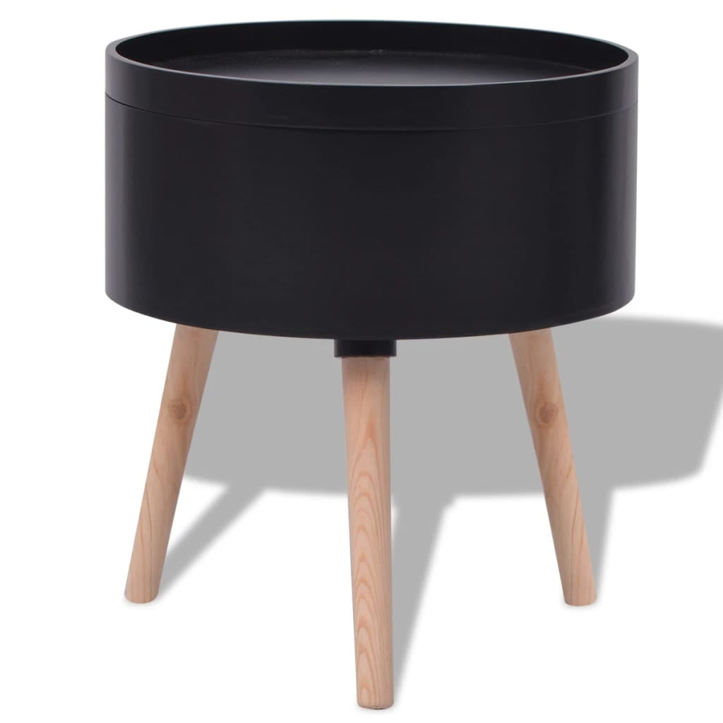 Kepooman Modern Round Side Table with Wood Feet for Living Room, Black Kepooman Modern Round Side Table with Wood Feet for Living Room, Black