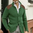 thumbnail image 4 of Zuhui Winter Sweaters for Men Casual Button Cuff Shoulder Patch Slim Warm Sweater Cardigan JacketLapel Long Sleeve Knit Jacket Green, 4 of 4