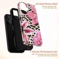 thumbnail image 4 of Pink Floral Leopard Print Phone Case, Cute Flower and Animal Pattern Cover for iPhone 17 16 15 14 13 12 11 Pro Max Plus Mini Protective Case, 4 of 6