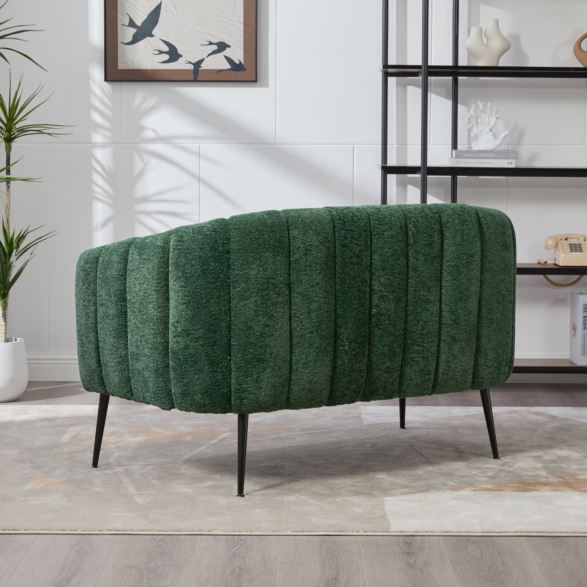 Jopath Modern Glam Chenille Loveseat Sofa, Black, for Living Rooms