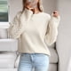 thumbnail image 3 of Suéter Suéter de punto básico con cuello redondo para mujer, Top informal de punto, Color sólido, Otoño e Invierno Ygjytge Beige T M para Mujer, 3 of 8