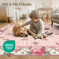 thumbnail image 4 of ODIKA 6'x9' Washable Area Rug Non-Slip, Chair-Friendly, Pink Bedside Vintage Botanical Trellis Delicate Motifs Tug Throw for Dining Room, Under Table, Office Décor, 4 of 7