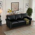 thumbnail image 2 of Classic Faux Leather Sofa, 3 Seaters Upholstered Couch with Nailhead Trim and Removable Cushions for Living Room Office Apartment, 2 of 11