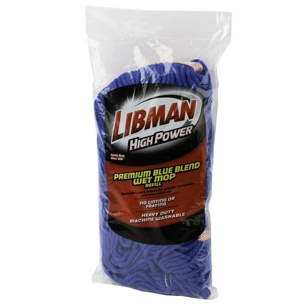 Libman Premium Blue Large Mop Head Refill, Looped End, Cotton and Polyester Blend, Item 1243