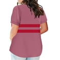 thumbnail image 3 of Sexlip Womens Swimsuit Set Chest Stripe Cover Up Design V Neck Short Sleeve Casual Silhouette Breathable Fabric for Casual Beach Days Red L, 3 of 5