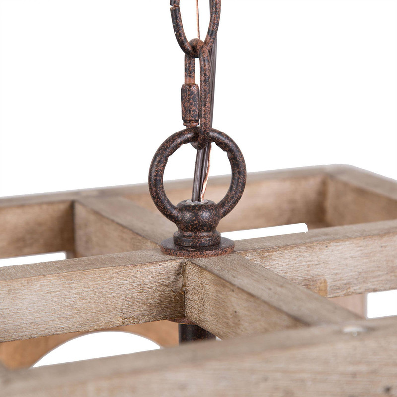 LNC Arisaema 4-Light Farmhouse Pendant Light in Rustic Iron and Weathered Wood Finish