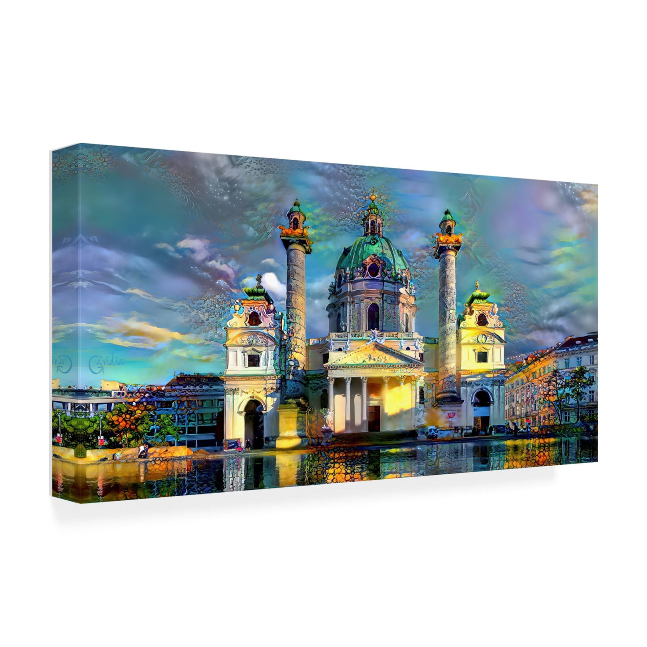 Canvas Wall Art - Pedro Gavidia 'Vienna Austria Karlskirche' Wall Art for Living Room, Bedroom, or Office Décor by Trademark Fine Art - 19 x 10 Inches