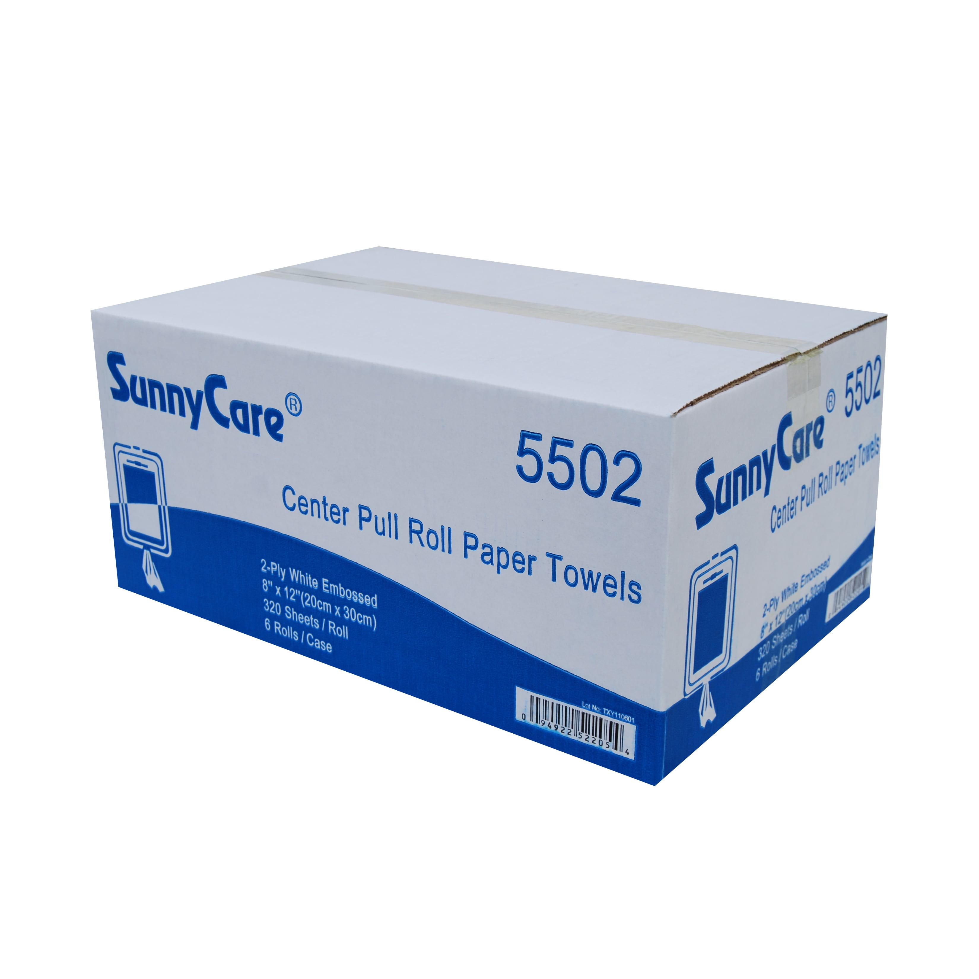 SunnyCare 2-Ply Center Pull Paper Towels, Roll of 320 Sheets, Total of 6 Rolls