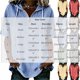 thumbnail image 3 of Neewe Womens Full Zip Shirts Short Short Sleeve Summer Cotton Linen V Neck Collared Stripes Casual Hoodie Wear, 3 of 6
