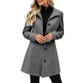 thumbnail image 2 of Chiccall Women's Lapel Wool‑Blend Trench Coat, Long‑Sleeve Button‑Down Mid‑Length Outerwear, Casual Fall Winter Fashion Overcoat for Women, 2 of 10