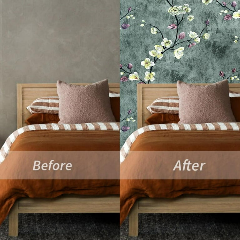Vintage Wall Paper Roll for Bedroom Floral - European Style 3D Wallpaper  Peel and Stick for Indoor Living Room Bedroom - Self-Adhesive - 3m Long  (Color : Green) 
