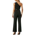 thumbnail image 3 of INSPIRE CHIC One-Shoulder Rompers for Women's Dressy Sleeveless Belt Wide Leg Jumpsuit Black XS, 3 of 5