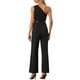 thumbnail image 3 of INSPIRAR CHIC Mono de un hombro para mujeres, vestido sin mangas, con cinturón, pantalones anchos, color negro, talla XL, 3 of 6