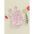 thumbnail image 3 of Newborn Baby Girls Summer Outfits Cotton Floral Romper Ruffle Bow Front Smocked Suspender Bodysuit Cute Clothes, 3 of 7