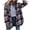 Pink, variant on IROINNID Women's Casual Short Jacket Turndown Lapel Plaid Shacket Long Sleeve Outwear, Gray
