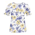 thumbnail image 5 of JTZGDY Blouses for Women Dressy Casual Summer Boho Floral/Polka Dot/Tie Dye/Plaid Printed Short Sleeve Womens Crewneck Graphic Tshirt Tops with Smocked Cuffs E-Light Blue#01 L, 5 of 7