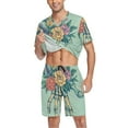 thumbnail image 3 of joogoo Men's Pajama Set Skull Flowers Halloween V-Neck Pj Shorts Set 2 Piece Loungewear Sleepwear M, 3 of 7