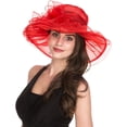 thumbnail image 3 of Kiibsot Organza Derby Church Hat for Women Bridal Wedding Tea Party Hat, 3 of 3
