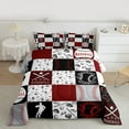 thumbnail image 2 of Manfei Teens Baseball Player Bedding Comforter Set, Square Plaid Twin Comforter Sets, Cartoon Sport Theme Reversible Bedding Set, Luxury Bedroom Decor, 2 Pieces, 2 of 8