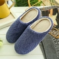 thumbnail image 2 of FRSASU Slippers Couple Women Men Plush Warm Slippers Home Shoes and Winter Indoor Soft Soled Slipper Navy 5.5(36-37), 2 of 8