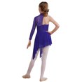 thumbnail image 2 of TSSOE Kids Girls One Shoulder Long Sleeve Ballet Dance Lyrical Dress Leotards Skirted Modern Contemporary Dancewear Purple 6, 2 of 5